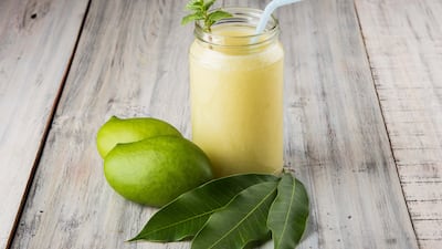 Aam panna is made with refreshing green mango juice.