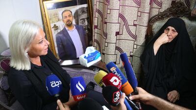 UN Envoy to Iraq Jeanine Hennis-Plasschaert visits the mother of assassinated Iraqi activist Ihab Al Wazni at her home in the central city of Karbala. AFP