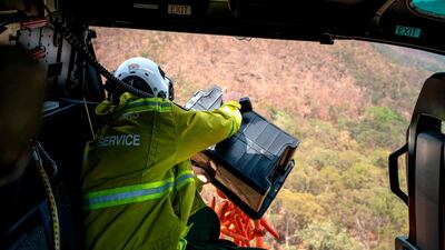 NSW National Parks and Wildlife services dropping carrots and sweet potato over the bushfire affected areas along the South Coast for wallabies. AFP