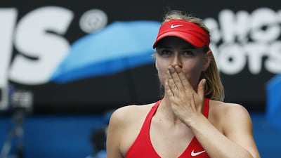 Maria Sharapova blows a kiss to the crowd after winning against Alexandra Panova, also of Russia, during their second round match at the Australian Open. Made Nagi/EPA