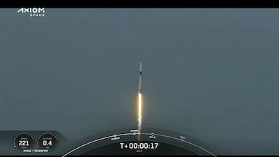 A SpaceX Falcon 9 rocket carries two Saudi and two American astronauts to space on May 22, 1.27am GST. Photo: SpaceX