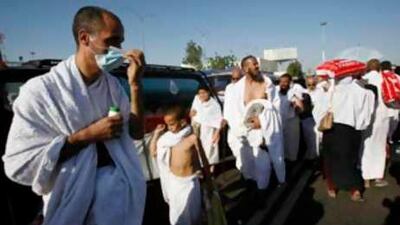 Pilgrims arrive on the plains of Arafat outside the holy city of Mecca.