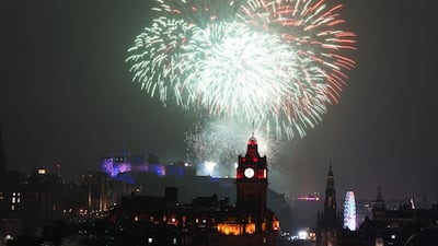 Fireworks explode over Edinburgh Castle during the street party for Hogmanay New Year celebrations, on January 1, 2023. PA