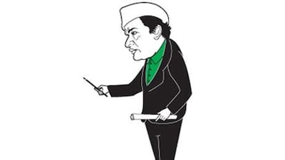 Rajaram Vankudre Shantaram. Illustration by Mathew Kurian / The National