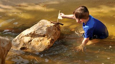 Benedict Hackett, who couldn't resist getting into one of the park's streams, fully clothed. Courtesy Kevin Hackett