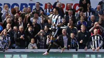 Aleksandar Mitrovic celebrates scoring the second goal for Newcastle. Action Images via Reuters / Lee Smith