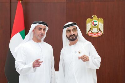 Sheikh Mohammed bin Rashid and Deputy Prime Minister Sheikh Saif bin Zayed. Dubai Media Office / Wam