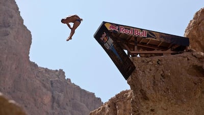 Michal Navratil appears to soar above the cliffs on this first round dive.