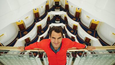Roger Federer at the 18th-floor Assawan Amphitheatre at Burj Al Arab, Dubai, ahead of the Dubai Duty Free Tennis Championships, starting Monday, February 24, 2014. Courtesy Jorge Ferrari