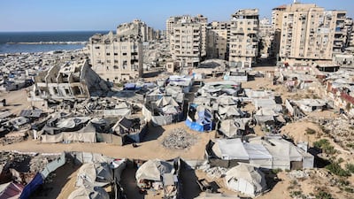 A tent village for displaced Palestinians in Gaza city. AFP