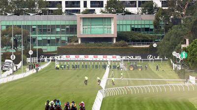 Action from the Tick Homes Plate - won by Excess Funds - during Rapid Racing day at Flemington Racecourse in Melbourne, Australia, on Sunday, February 9. Getty