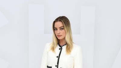 Margot Robbie, in Chanel, virtually attends the Chanel show at the Grand Palais on October 6, 2020 in Paris, France. Getty Images