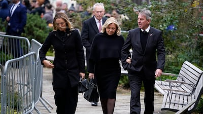 Former Manchester United player Bryan Robson arrives for the funeral of Bobby Charlton in Manchester. AP