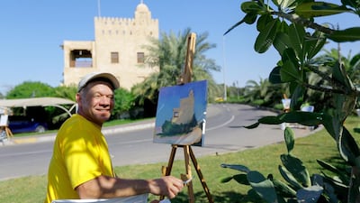 The artist Igor Shipilin, who had his Abu Dhabi students paint the 200-year-old Al Maqtaa Fort, says the tradition of working outdoors, rather than in a studio, is fading. Victor Besa for The National