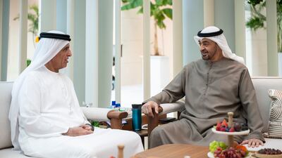 President Sheikh Mohamed on Wednesday met Sheikh Saud bin Saqr Al Qasimi, Ruler of Ras Al Khaimah, at Al Shati Palace. All photos: UAE Presidential Court