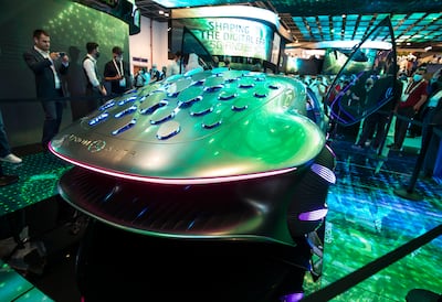 Mercedes Vision Avtr car on display at Etisalat stand at Gitex Technology Week. Photo by Leslie Pableo / The National