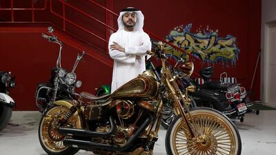 Omar Al Tameemi with his head-turning Harley-Davidson. Antonie Robertson / The National