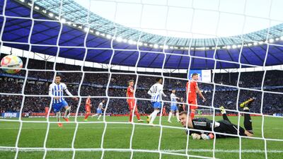 Hertha's Dodi Lukebakio pulls a goal back. Reuters