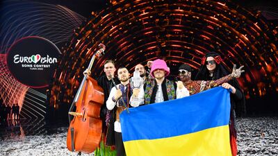 Kalush Orchestra of Ukraine are named the winners of the 66th Eurovision Song Contest in Turin, Italy. Getty Images