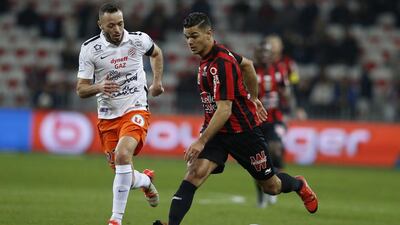 Hatem Ben Arfa, right, has scored 17 Ligue 1 goals this season to propel Nice into contention for a Uefa Champions League place. Valery Hache / AFP