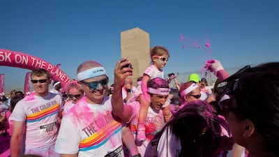 Beaming smiles were the order of the day with pink as the main colour of choice. Clint McLean for The National