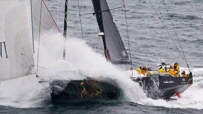 Abu Dhabi Ocean Racing’s Azzam, skippered by Ian Walker, braved choppy waters off the coast of England.