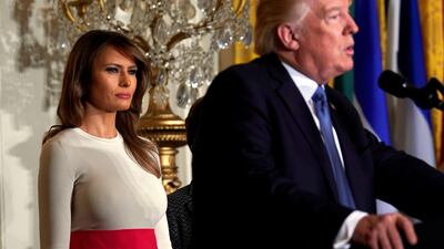 US First Lady Melania Trump accused her husband's first wife Ivana of making "attention-seeking and self-serving noise" on Monday. In this picture, taken on October 6, 2017, the Trumps host an event to commemorate Hispanic Heritage Month at the White House in Washington. Kevin Lamarque / Reuters