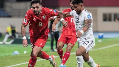 Action from the Fifa World Cup qualifier between Palestine and Lebanon. Antonie Robertson/The National
