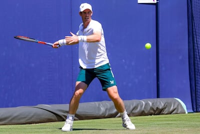 Andy Murray on the practice courts at the Queen's Club Championships. EPA