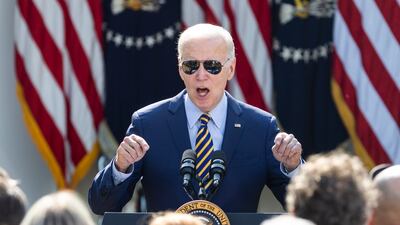 US President Joe Biden speaks to the press at the White House rose garden, in Washington, on May 11. EPA