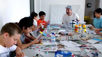 Ruben Sanchez conducting a class at Tashkeel during last year’s summer camp. Courtesy of Tashkeel