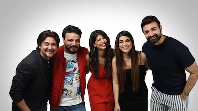 Kadak FM hosts, (left to right), RJ Fahad, RJ Vikrant, RJ Nikki, RJ Yachna, and RJ Mohit. Abu Dhabi Media