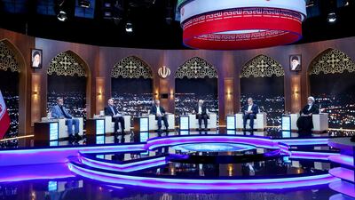 Iran's six presidential candidates take place in the first televised debate ahead of the June 28 elections. EPA
