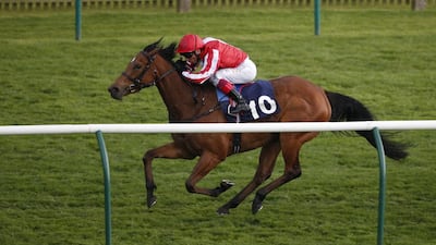 Frankie Dettori rides Nathra the win in the Nell Gwyn Stakes at Newmarket Racecourse on April 12, 2016 in Newmarket, England. Alan Crowhurst / Getty Images