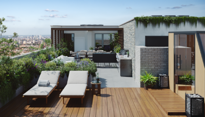 A penthouse terrace at 100 Kensington. SevenCapital