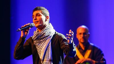 Mohammed Assaf performs during the opening ceremony of the Fifa Congress in Sao Paulo, Brazil in June. Alexandre Schneider / Getty Images