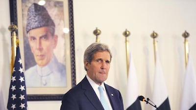 The US secretary of state John Kerry addresses a press conference in Islamabad on January 13, 2015. T Mughal / EPA