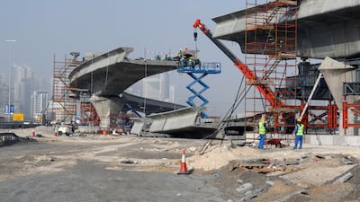 Work under way on the Dubai Metro, near Ibn Battuta Mall, in 2008. Photo: ADMC