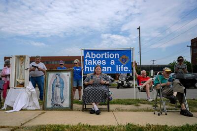 Anti-abortion activists outside the Hope Clinic For Women in Granite City, Illinois. AFP