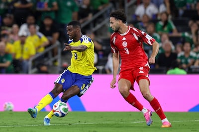 Alexander Isak, left, doubled Sweden's lead just before the half-hour. AFP
