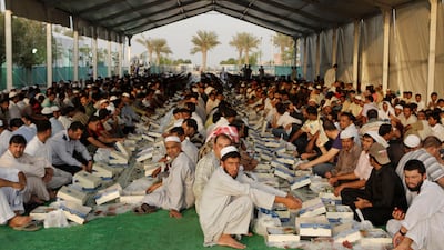 Iftar at Sheikh Zayed Grand Mosque on the first day of Ramadan in August 2009. Ryan Carter / The National