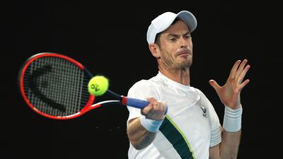 Andy Murray hits a forehand in the first round match against Matteo Berrettini. Getty