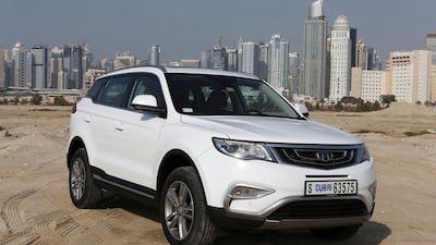 The Geely Emgrand X7, which echoes the styling cues of various SUV rivals, such as the Range Rover Evoque. Pawan Singh / The National