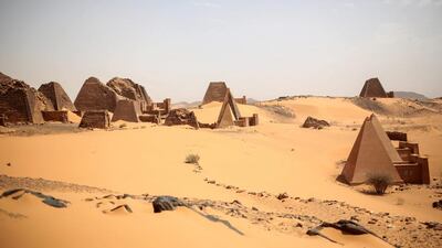 The historic Meroe pyramids are The steep, small pyramids rise over the desert hills, a stunning reminder of the ancient Nubian kingdom that once ruled Egypt and ones not nearly as often visited those of its neighbor.