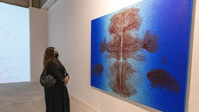 Imran Qureshi's large-scale painting 'Do You Remember Still, How It Was Once', is inspired by a disaster in his studio: termites had eaten away at one of his folded paintings, in a perfectly symmetrical pattern.