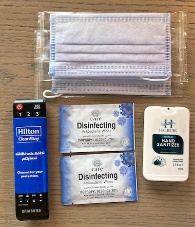 In-room hygiene kits are provided for all guests checking in at Hilton Abu Dhabi Yas Island.