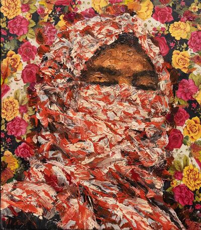 Ayman Baalbaki's 'Al-Mulatham A', estimated at £50,000-70,000. Courtesy Sotheby's