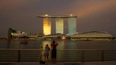 The SkyPark, with a tropical garden and 150-metre infinity pool, sits atop the three towers of the Marina Bay Sands resort in Singapore.