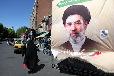 Images of Iranian supreme leader Ayatollah Mojtaba Khamenei dominate streets in Tehran. EPA