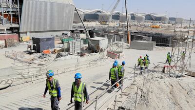 Work has been ramping up on the Midfield Terminal site. Pawan Singh / The National